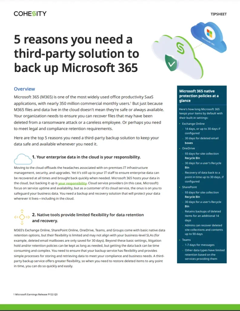 Why You Need a Third-party Solution to Back Up Microsoft 365