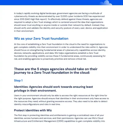 Wiz for Gov: 5 Steps to Zero Trust