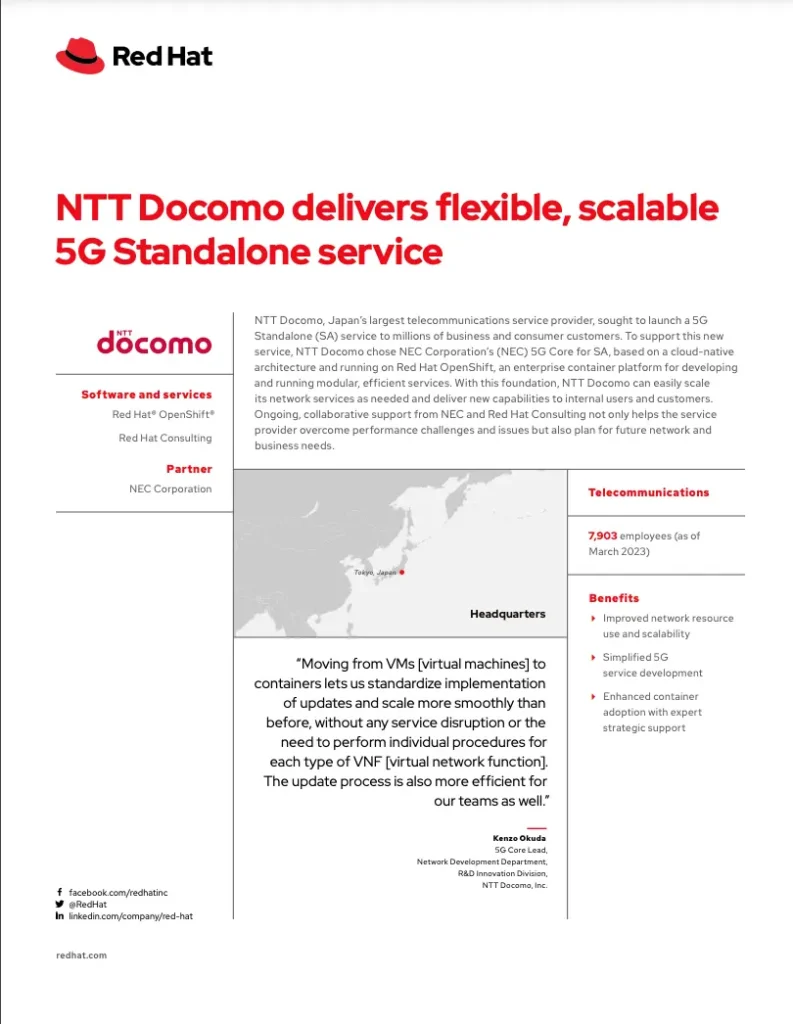 NTT Docomo delivers flexible, scalable 5G Standalone service