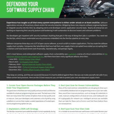 TOP TIPS: DEFENDING YOUR SOFTWARE SUPPLY CHAIN