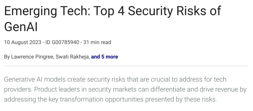 Gartner Emerging Tech: Top 4 Security Risks of GenAI