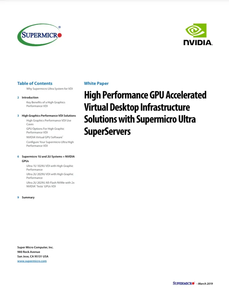 High Performance GPU Accelerated Virtual Desktop Infrastructure Solutions