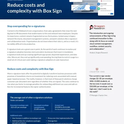 Reduce costs and complexity with Box Sign