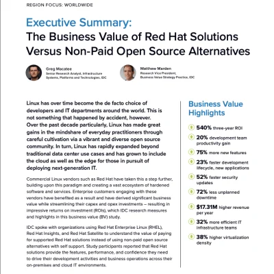 Value of Red Hat solutions versus alternatives