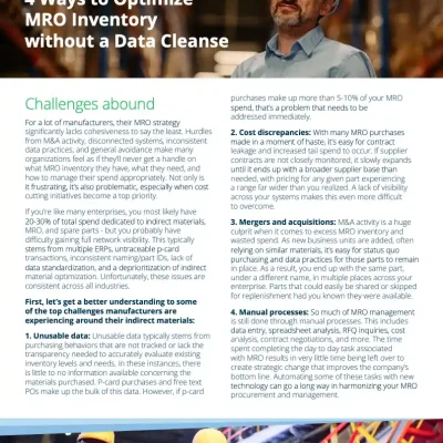4 Ways to Optimize MRO Without a Data Cleanse