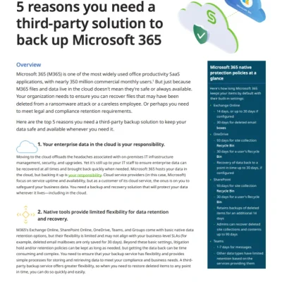 5 Reasons Why You Need a Third-party Solution to Back Up Microsoft 365