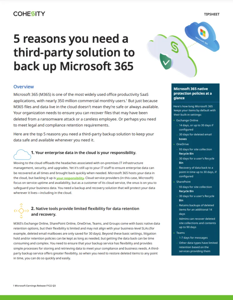 5 Reasons Why You Need a Third-party Solution to Back Up Microsoft 365