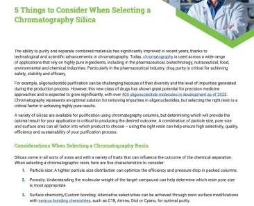 5 Things to Consider When Selecting a Chromatography Silica
