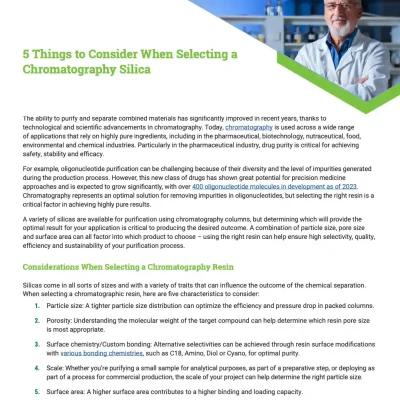 5 Things to Consider When Selecting a Chromatography Silica