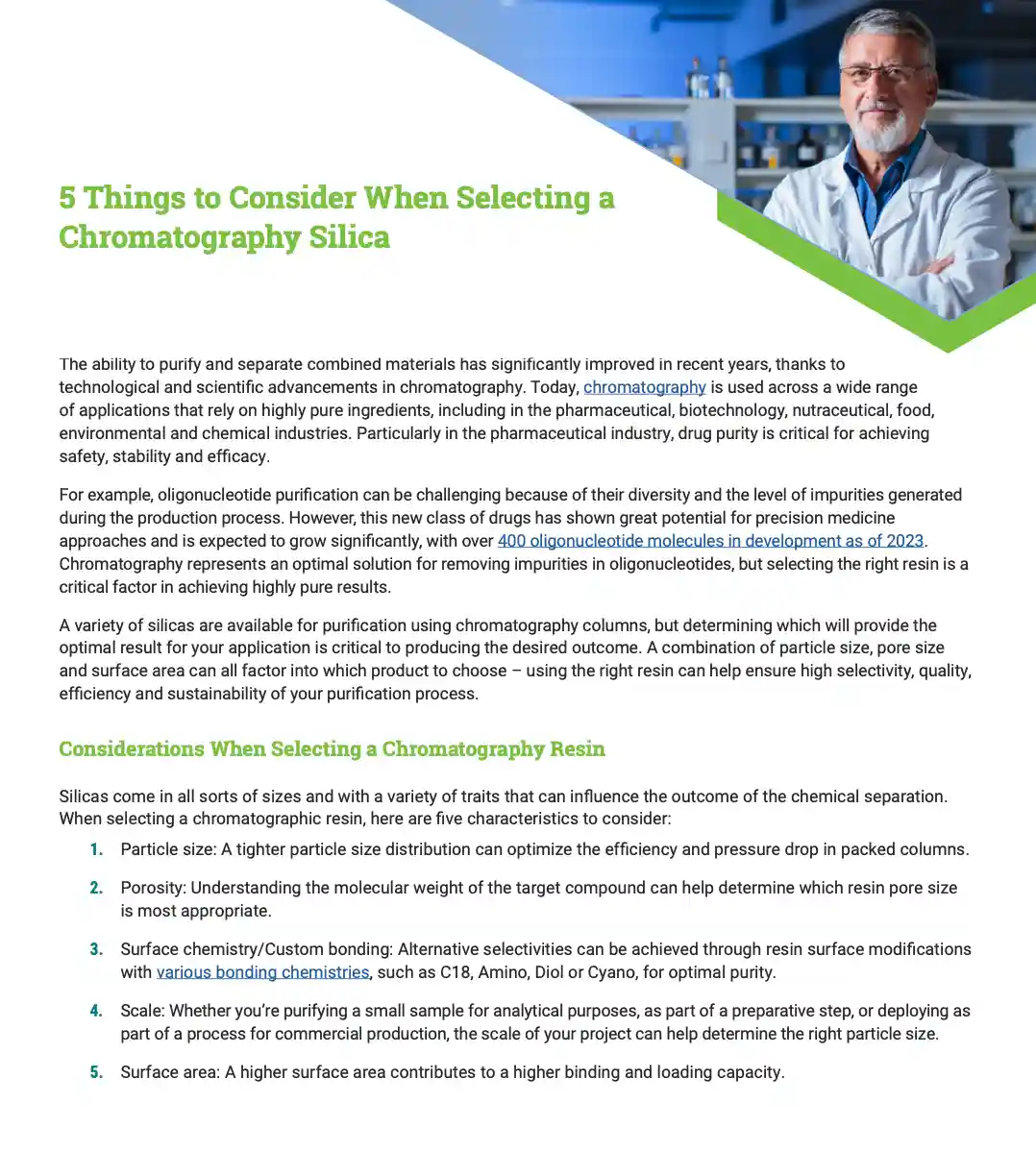 5-things-to-consider-when-selecting-a-chromatography-silica