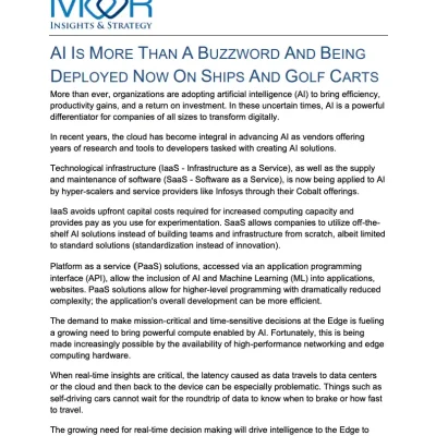AI IS MORE THAN A BUZZWORD AND BEING DEPLOYED NOW ON SHIPS AND GOLF CARTS