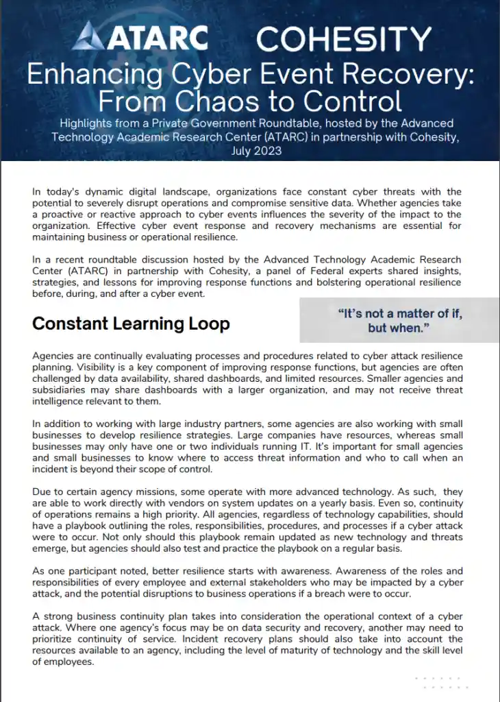 Enhancing Cyber Event Recovery: From Chaos to Control