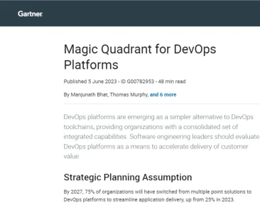 Gartner Magic Quadrant for DevOps Platforms
