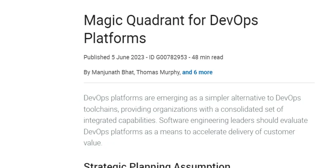 Gartner Magic Quadrant for DevOps Platforms