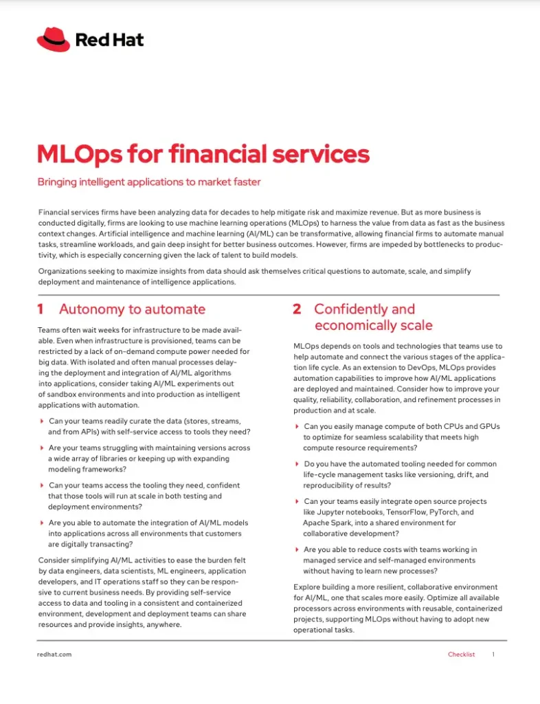 MLOps for financial services