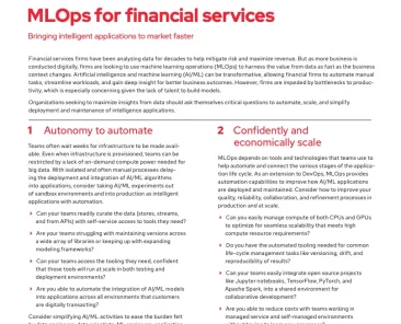 MLOps for financial services