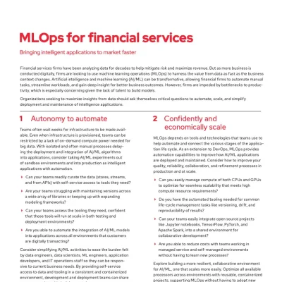 MLOps for financial services