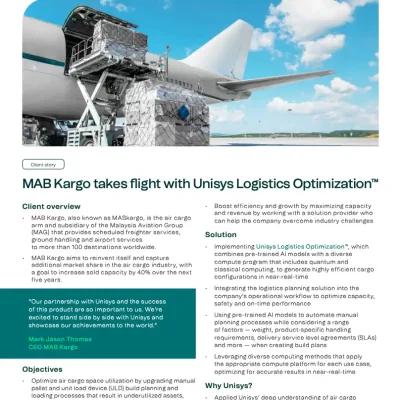83% faster planning. 100% smarter cargo. How MAB Kargo slashed planning time with Unisys Logistics Optimization