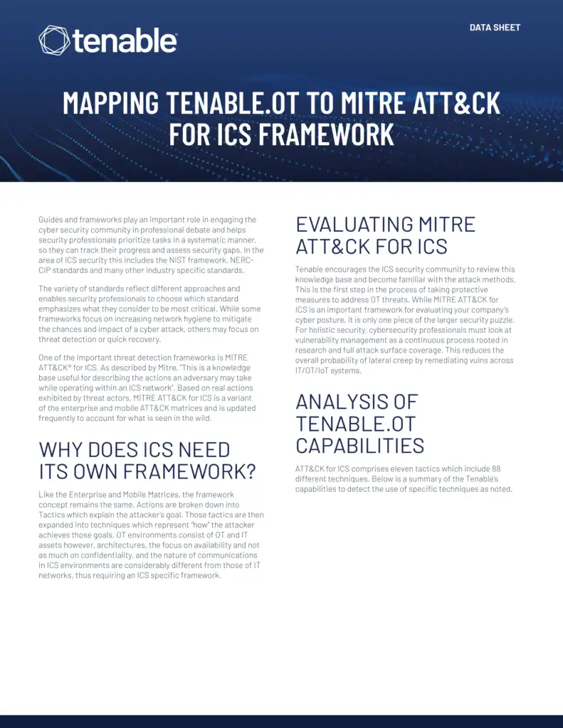 MITRE ATT&CK For ICS - Tenable’s Take