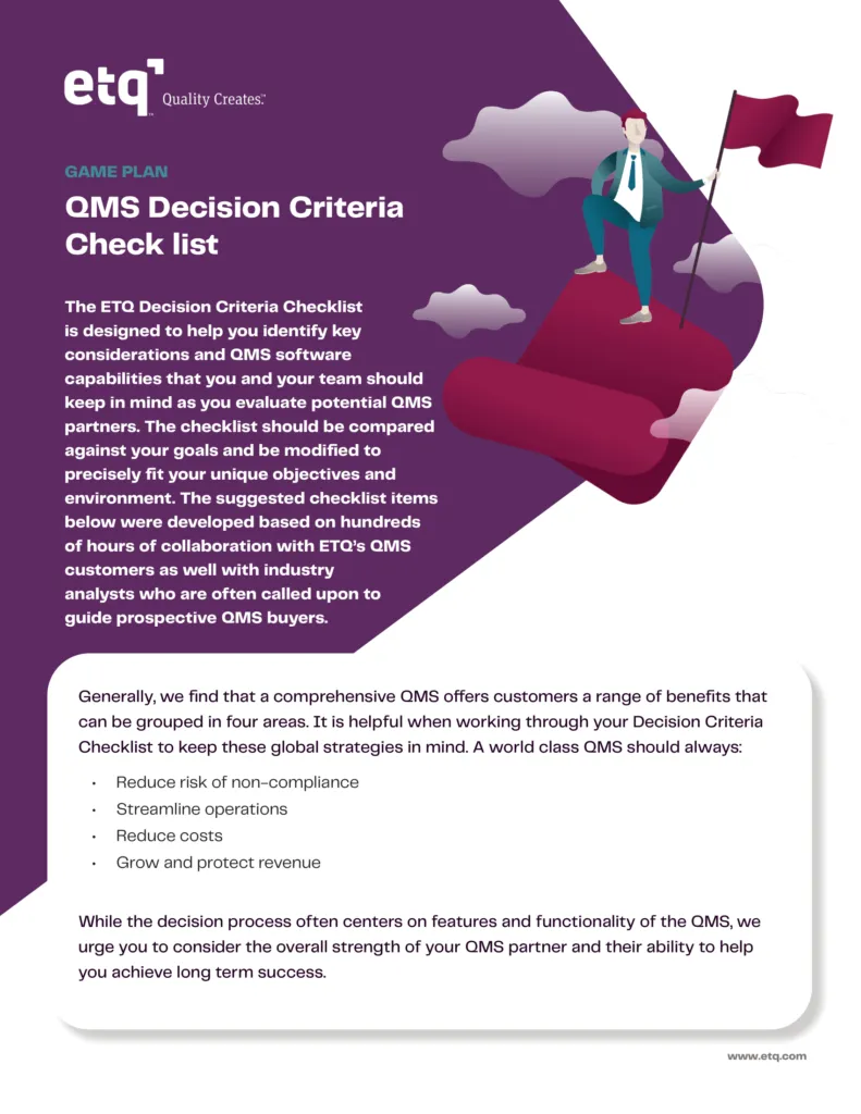 QMS Decision Criteria Check list