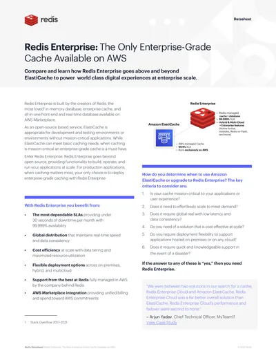 Redis Enterprise vs ElastiCache