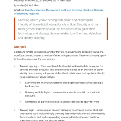 Gartner Security & Risk Leaders Online Fraud and Identity Proofing Guide
