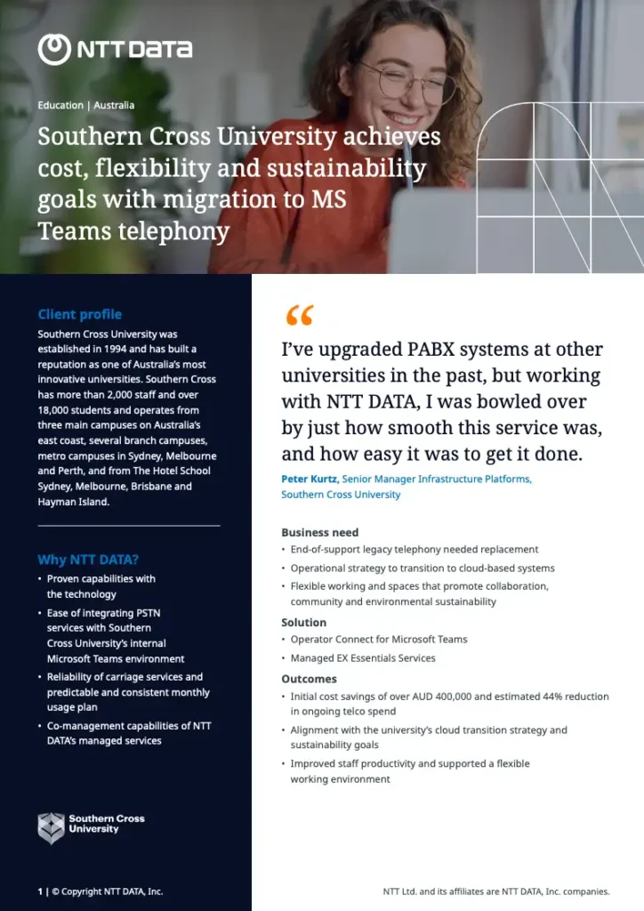 Southern Cross University Achieves Cost, Flexibility and Sustainability Goals with Migration to MS Teams Telephony