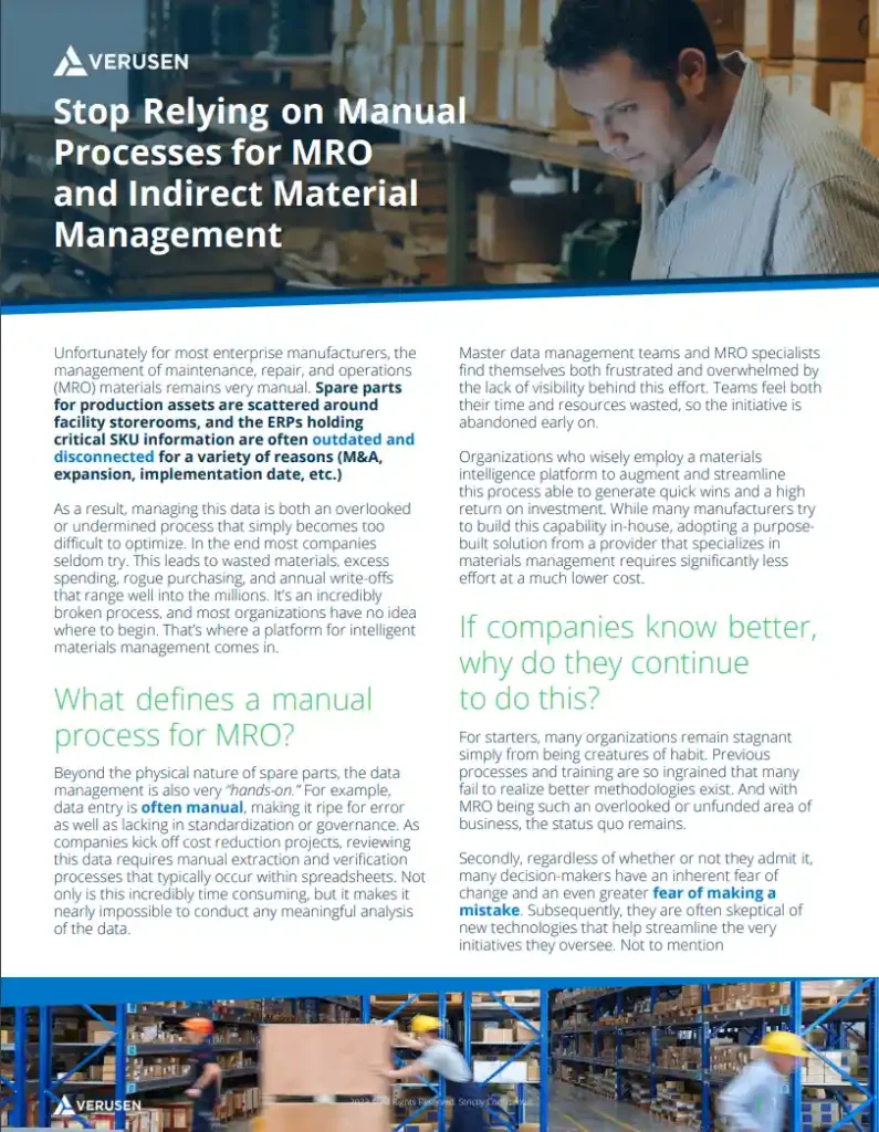 Stop Relying on Manual Processes for MRO and Indirect Material Management