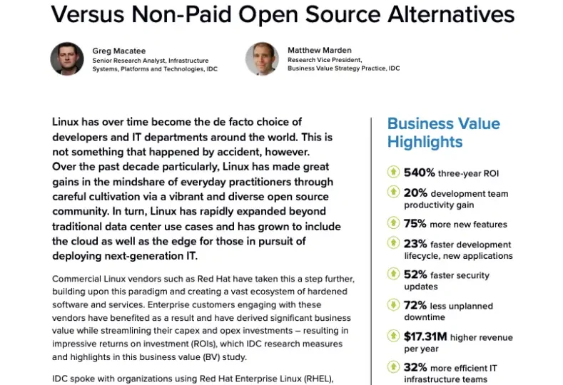 Executive summary: Value of Red Hat solutions versus alternatives