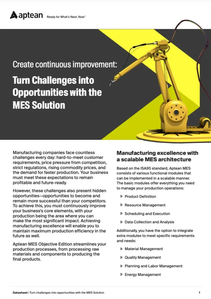 Turn challenges into opportunities with the MES Solution
