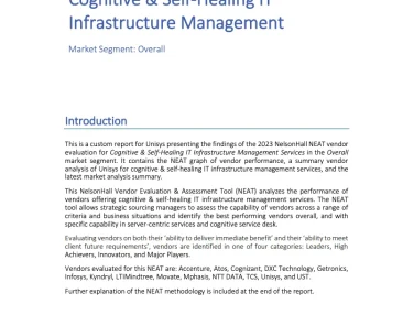 Empower your business with a leader in Cognitive and Self-Healing IT Infrastructure Management Services