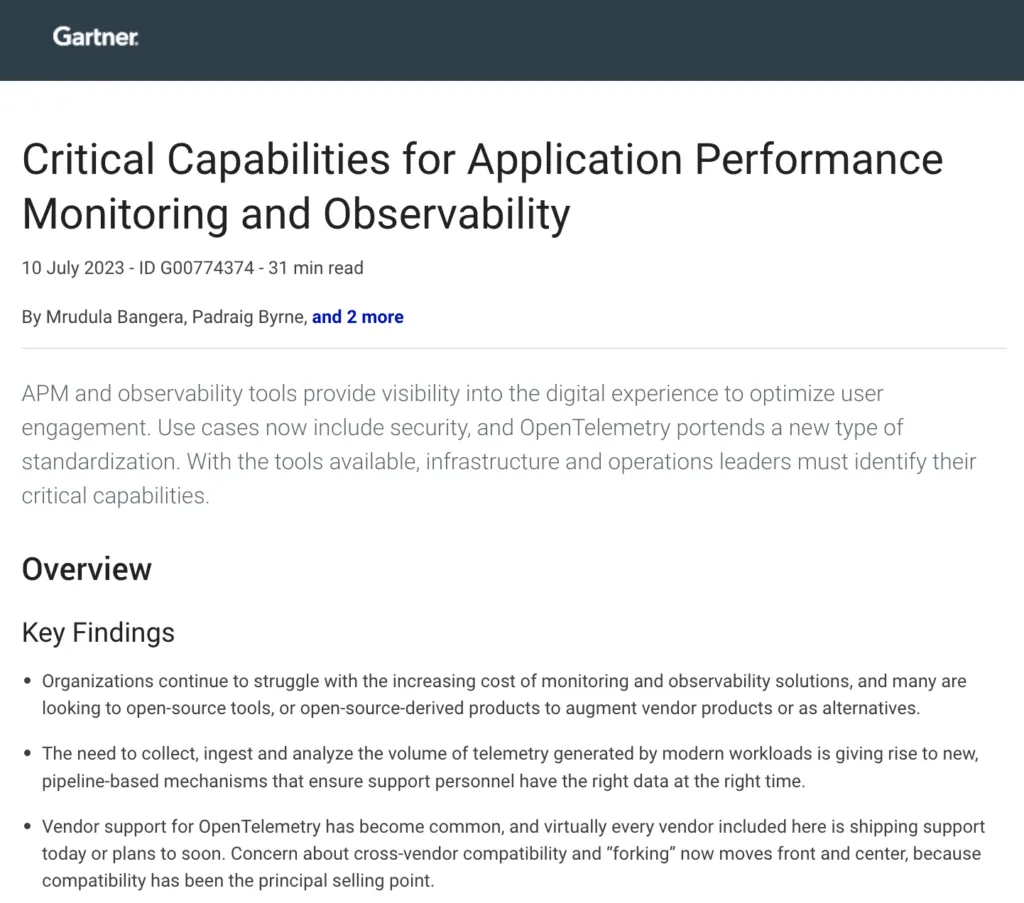 Critical Capabilities for Application Performance Monitoring and Observability