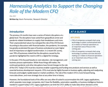 Harnessing Analytics to Support the Changing Role of the Modern CFO