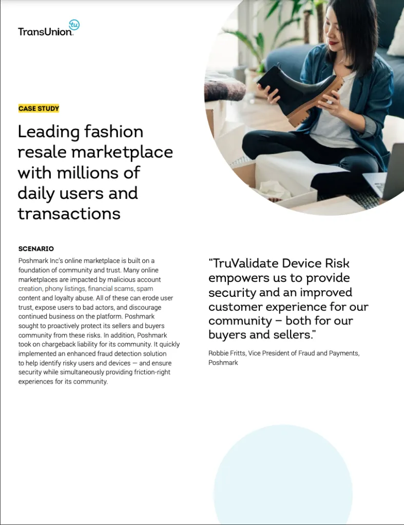 Poshmark Case Study - Poshmark Uses TruValidate Device Risk to Better Protect Customer Accounts