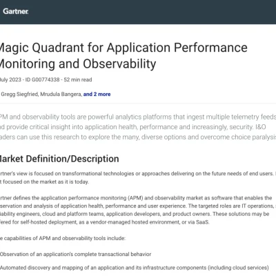 Magic Quadrant for Application Performance Monitoring and Observability