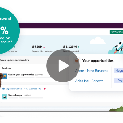Watch the demo to see Sales Cloud and Slack together, in action.