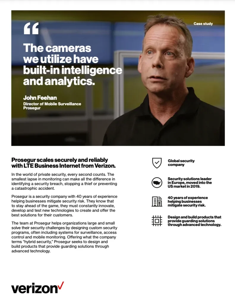 Prosegur scaling securely, reliably with LTE Business Internet from Verizon