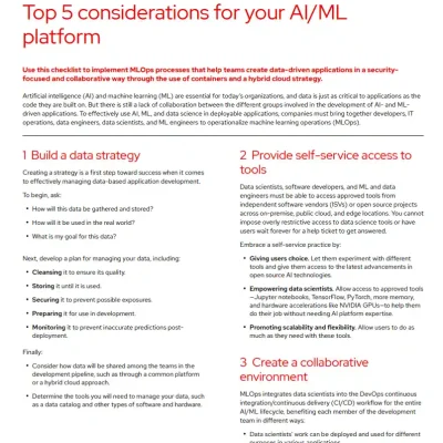 Top 5 considerations for your AI/ML platform