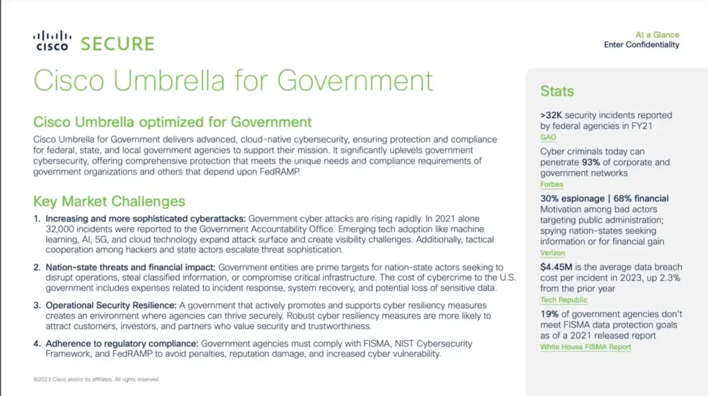 Cisco Umbrella for Government At-A-Glance