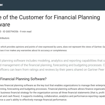 Gartner Voice of the Customer: Financial Planning Software